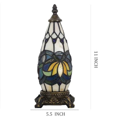 Small Tiffany Stained Glass Table Lamp 5.5X11 Inch (Blue Lotus) - color: Blue Lotus