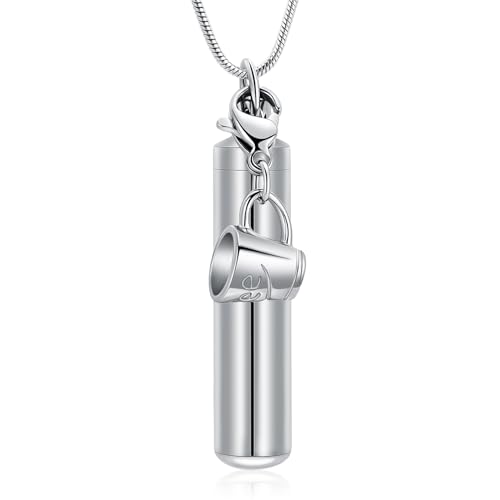 Oinsi Car Charm & Cylinder Urn Necklace for Ashes Stainless Steel Tube Cremation Urn Jewelry Necklace for Ashes Memorial Keepsake Gifts - color: Style-C