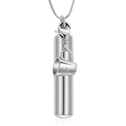 Oinsi Car Charm & Cylinder Urn Necklace for Ashes Stainless Steel Tube Cremation Urn Jewelry Necklace for Ashes Memorial Keepsake Gifts - color: Style-C