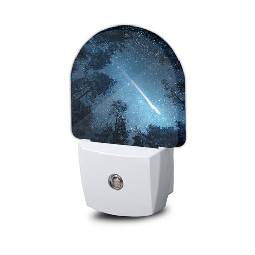 Forests Stars Meteors Night Light,Night Lights Plug into Wall with Dusk to Dawn Sensor,Lamp for Bedroom Bathroom Hallway Nightlight for Women Girls - color: Forests Stars Meteors