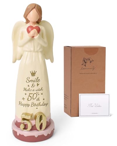 50th Birthday Gifts for Women, Happy 50th Birthday Decorations | 50 Year Old Gifts for Women, Mom, Wife, Sister, Daughter, Cake Toppers Party Home Decor Angel Figurine - style: 50th Birthday