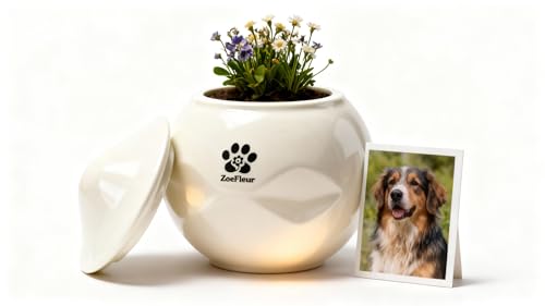 Landscape Art Pet Urn, Resin Memorial Box for Cat or Dog Ashes, Small Keepsake(A-White) - color: A-white