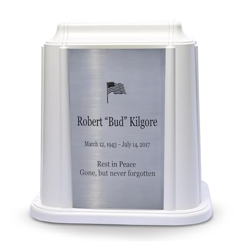 Castlegard Cremation Niche Marker | Engraved Nameplate | Durable Mausoleum & Columbarium Memorial Urn | Fits Standard Crematory Container | Made in USA (White with Nameplate)