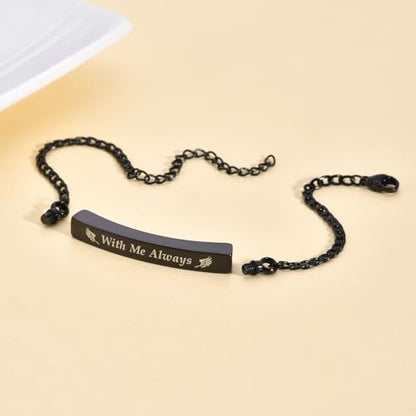 RIPFEVURN 3 Pack Cremation Jewelry Urn Bracelet for Ashes for Women Men Adjustable Memorial Keepsake Bangle Rope Braided Bracelet - color: Link-Black