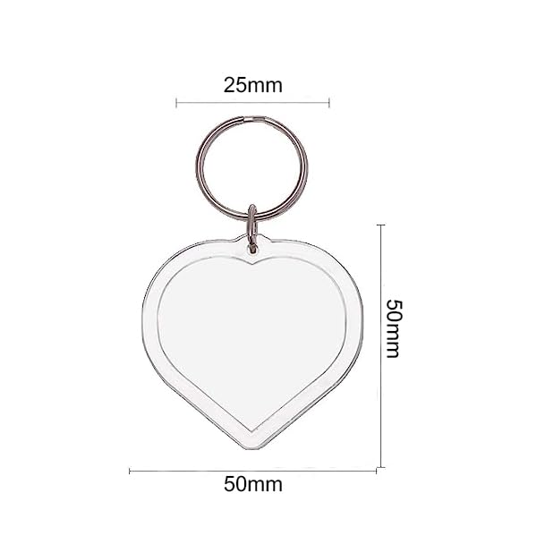 BetterJonny 20Pcs Acrylic Picture Keychain Blanks in Clear Acrylic Picture Frame Keyrings - color: Heart
