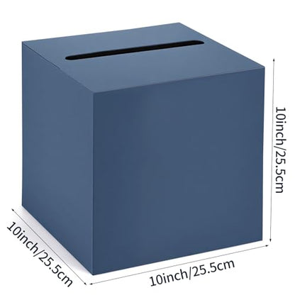 Hooqict Navy Blue Card Box with Slot 10" Wedding Favor Gift Card Box for Party, Reception, Graduation, Birthday, Wedding, Bridal or Baby Shower, Raffle Ticket Money Envelope Holder - color: Navy Blue