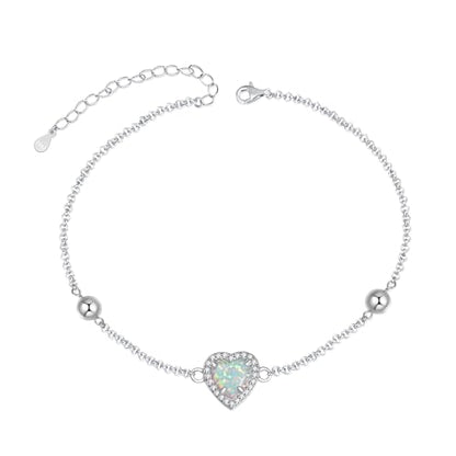 925 Sterling Silver Urn Bracelet for Ashes Women Cremation Jewelry | Memorial Keepsake Bracelet with Hidden Ashes Holder, Meaningful Remembrance Jewelry Gift for Loss of Loved One - style: Opal Heart Urn Bracelet