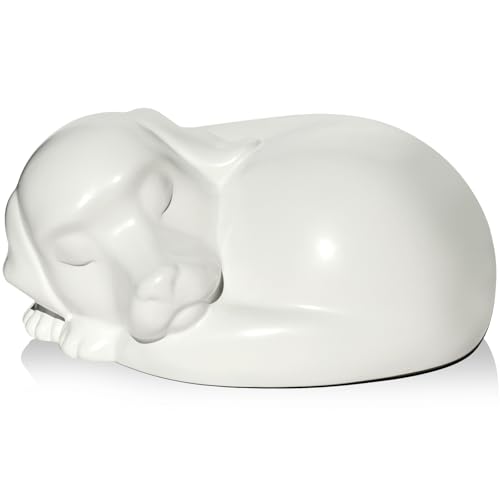 Dog Urn, Dog Urns for Ashes, Sleeping Resin Cremation Pet Urn for Dog Ashes | Pet Memorial Keepsake Funeral Urn for Dogs Ashes, Animal Urn - color: White