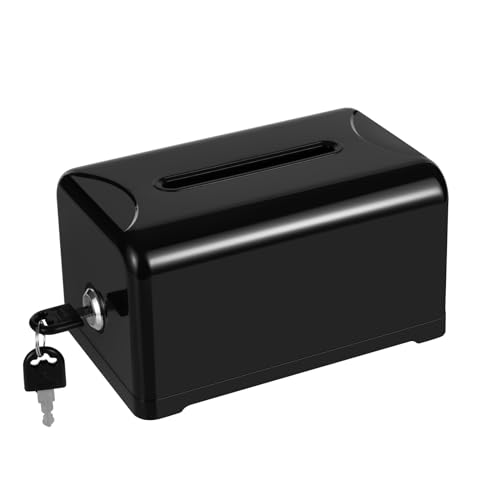 Tip / Donation / Suggestion / Business Card Collection Box with Lock (Black)