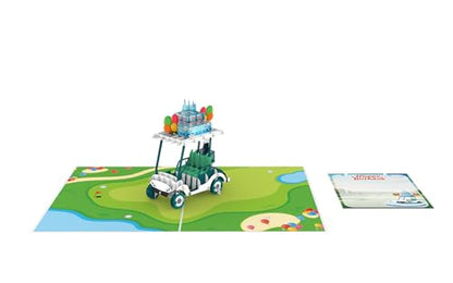 iGifts And Cards Hole-in-One Golf Cart 3D Pop-Up Card Birthday Fun 6"x8" | Friend, Coworker, Coach, Surprise Bday Greeting, Golf Lover, Sports Theme, Outdoor Celebration, Keep Swinging, With Notecard - color: Golf Cart Birthday