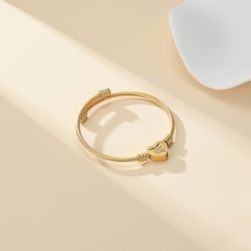 Cremation Jewelry Wing Heart Urn Bracelet for Human Ashes for Women Men Memorial Keepsake Cuff Bangle Bracelet - color: Customize