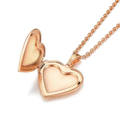 YOUFENG Love Heart Locket Necklace that Holds Pictures Polished Lockets Necklaces Birthday Gifts Unicorn - color: RoseGold