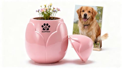 Peony Pet Cremation Urn, Resin Small Memorial Box for Cat or Dog Ashes(A-Pink) - color: Pink
