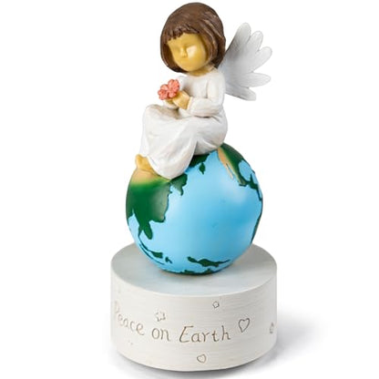 Angel of Peace Figurine Music Box,Handcrafted Resin Angel Statue with Dove & Flowers,Plays Amazing Grace Tune,Christian Religious Gift for Home Décor,Sympathy,Christmas & Memorial,for Women,Girls