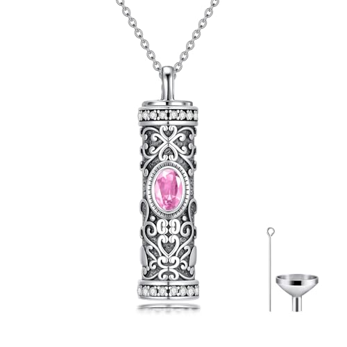 Seiyang Urn Necklace for Ashes 925 Sterling Silver Cremation Necklace with Birthstone Memorial Cremation Jewelry for Women Loved One - color: 10-October, style: Style A