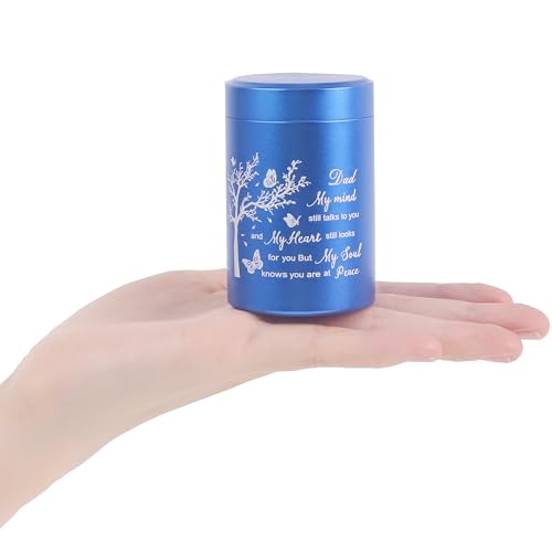 3 Inch Small Urn for Human Ashes Aluminum Mini Cremation Small Keepsake Urn for Sharing Ashes Mini Urn-Dad Blue - size: Blue-Dad