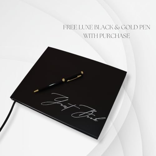 Wedding Guest Book with Pen | Elegant Black Linen Guest Book for Wedding Reception, Celebration of Life, Memorial Service, Funeral, Baby Shower | 100 Blank Pages | Designed to preserve a lifetime of memories
