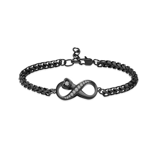 zeqingjw Infinity Urn Bracelet for Ashes for Women Adjustable Cremation Jewelry Memorial Ash Keepsake Bracelet for Loved Ones - color: Black
