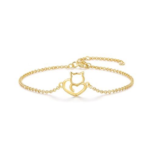 Silver Adjustable Bracelets 925 Sterling Silver Link Bracelets for Women Anniversary Birthday Christmas Jewelry for Women - color: Gold