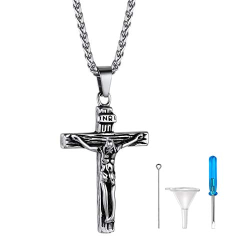 GOLDCHIC JEWELRY Urn Necklaces for Ashes, Stainless Steel Pet/Cross/Birthstone/Tree of Life Personalized Keepsake Memorial Jewelry for Women - color: Cross - 316L Stainless Steel, style: No Engraving