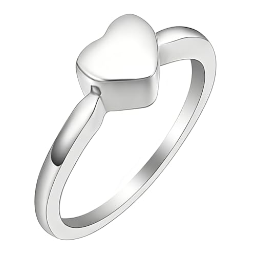 Heart Shape Urn Ring for Ashes for Women Men Finger Ring Memorial Jewelry | cremation jewelry,stainless steel,holds pet & human ashes,memorial gift,leak-proof sealed,engraved,memorial jewelry - color: Silver, size: 9#