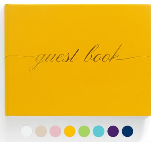Elegant Wedding Guest Book - Perfect for Wedding Receptions, Baby Showers, Birthdays and Special Events - Polaroid Guest Book with 110 Lined Pages for Sign-in and Photos -Hardcover (Yellow) - color: Yellow