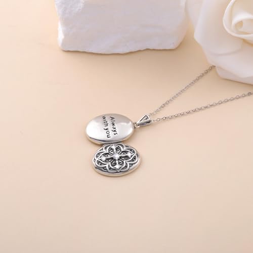 Oval Moissanite Locket Necklace: 925 Sterling Silver Locket with Photos | Vintage Moissanite Lockets Necklace Holds Pictures Engraved “Always with You ”Memorial Jewelry Gift for Mom Daughter