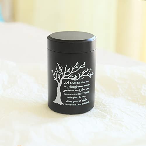 2.7 inch Small Urns for Ashes - Set of 4, Aluminium Mini Urns, Cremation Urns for Human Ashes, Ashes Holder, Small Keepsake urns-A Limb has Fallen from the Family Tree, Black - size: Tree-Black