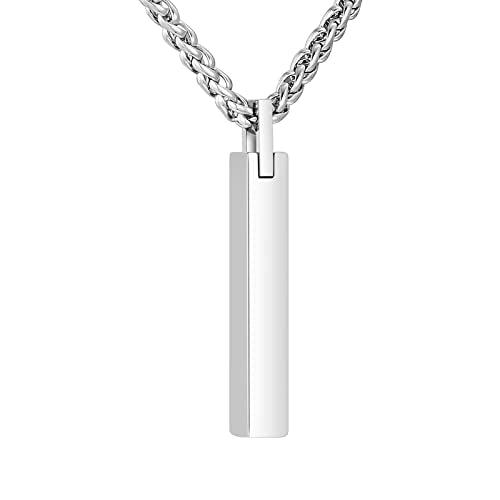 Dletay Urn Necklace for Ashes Stainless Steel Cremation Jewelry for Ashes Memorial Ash Necklace for Men Women Ash Holder Black - color: Silver, style: Non-customizable