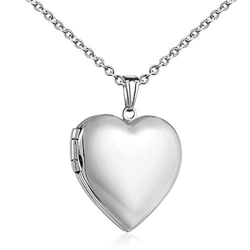 YOUFENG Love Heart Locket Necklace that Holds Pictures Polished Lockets Necklaces Birthday Gifts Unicorn - color: Silver