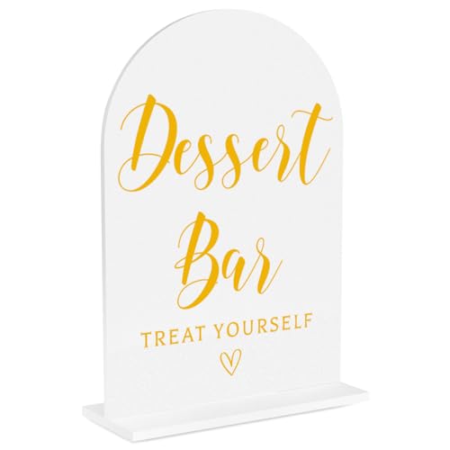 Wedding Sign Decor, Dessert Bar Sign for Reception Event Party, Bridal Shower Decorations, Wedding Table Acrylic Signs Accessories for Anniversary and Event 5x7 Inch - color: GoldDessert