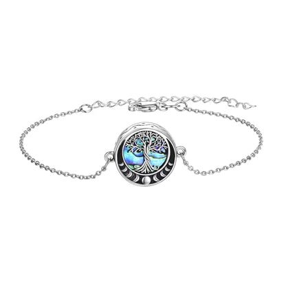 Sunflower/Tree of Life Urn Bracelet for Ashes 925 Sterling Silver Sunflower/Tree of Life Cremation Keepsake Pendant Locket Bracelet for Women Mom - style: Moon Phase Tree of Life