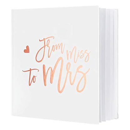 Calculs Polaroid Bridal Shower Guest Book From Miss To Mrs Bachelorette Party Picture Book 8.5” Square Blank Pages, White Cover Rose Gold Foil Stamping - style: Traditional