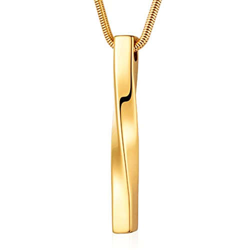 abooxiu Cremation Jewelry for Ashes Twist Ashes Necklace Urn Necklace for Ashes Cremation Necklace Stainless Steel Urn Pendant Memorial Keepsake for Women Men - color: Gold, style: Non-engraving