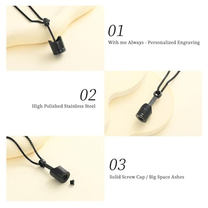 Car Parts Stainless Steel Piston Cremation Urn Necklace For Men Keepsake Memorial Jewelry Hold Ashes - color: Customize
