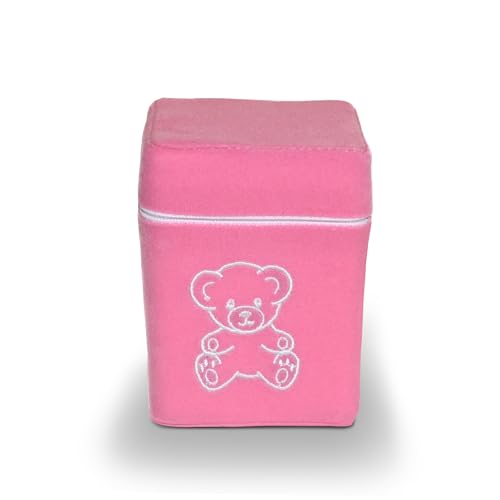 Velvet Urn Bag with TSA Approved Cremation Container | Holds Cremated Ashes of Infant | for Use in a Niche or Ground Burial | Fits The Crowne Burial Urn Vault (Infant Pink with Bear) - color: Infant Pink With Bear