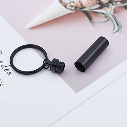 Cremation Jewelry for Pet Ashes Cylinder Urn Keyring Customize Memorial Locket Keepsake Keychain for Ash Holder - color: Black