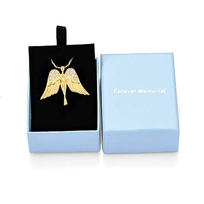 Imrsanl Cremation Jewelry Keepsake Angel Wings Urn Necklace for Ashes - color: Gold