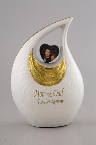 White Teardrop Small Urns for Human Ashes/Mini Urn with Sky Blue Heart/Cremation Keepsakes for Ashes. (Custom - Multicolor, Large - (L) (156 Cubic Inch)) - color: Custom - Multicolor, size: Large - L (156 Cubic Inch)