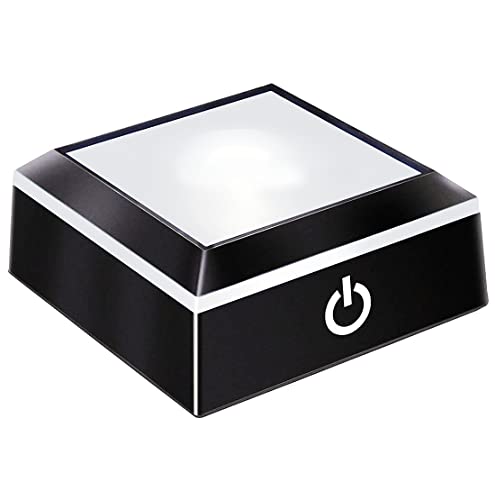 EUSTUMA LED Light Base Non-Slip Square Display Stand In A Variety of Colors,Suitable for Glass Crystal Spherical Artwork (Flat Top Surface) - color: Flat Top Surface