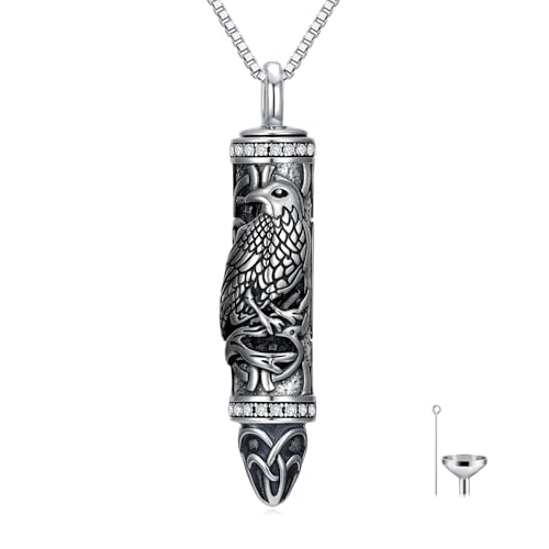 JKR Keepsake Urn Necklace for Ashes Cremation Jewelry Memorial Gift - style: 9-Bullet-Raven