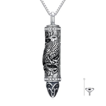 JKR Keepsake Urn Necklace for Ashes Cremation Jewelry Memorial Gift | Keepsake Necklace for Ashes Cremation Jewelry Sympathy Gifts for Loss of Loved One Women Men Dad Husband Mom Wife - style: 9-Bullet-Raven