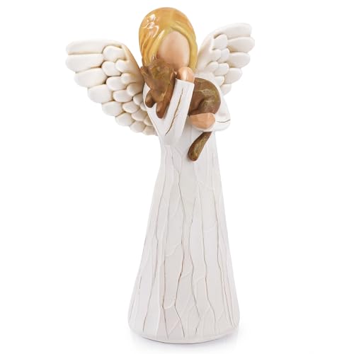Cats Memorial Gift for Loss of Cat, Cat Remembrance Gift Angel Cat Figure | Pet Memorial Gifts for Cats, Pet Loss Sympathy Gifts, Sculpted Hand-Painted Statue, Sympathy Gifts for Pets Lovers - color: Brown Cat