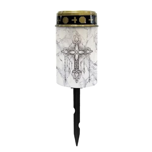 Cross Solar Lights for Cemetery Gravesite Solar Power Outdoor Candle Waterproof Lantern Automatic Solar Light Grave Decoration Memorial - color: Cross
