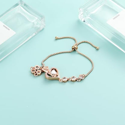 Rose Flower Adjustable Urn Bracelet for Ashes Birthstone Stainless Steel Cremation Jewelry Memorial Keepsake Locket Urns Bracelet Jewelry for Men Women Gifts - color: Rosegold