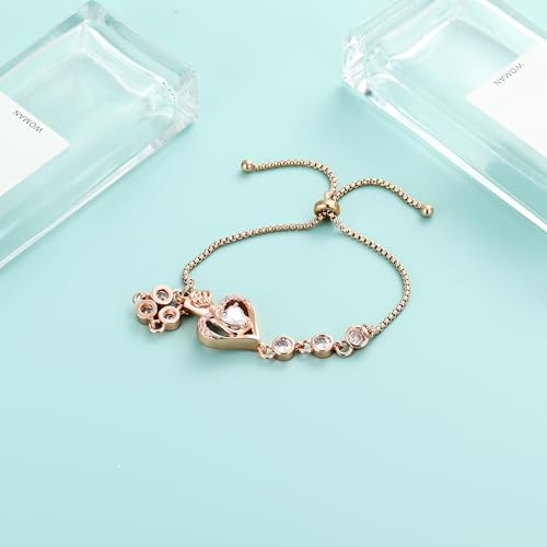 Rose Flower Adjustable Urn Bracelet for Ashes Birthstone Stainless Steel Cremation Jewelry Memorial Keepsake Locket Urns Bracelet Jewelry for Men Women Gifts - color: Customize
