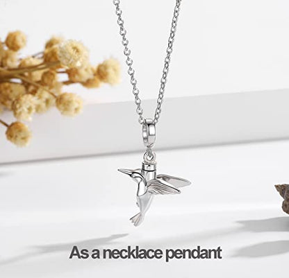 S925 Sterling Silver Urn Charm for Ashes for Women fit Pandora Bracelet and Necklace Jewelry, Memorial Keepsake Gifts Jewelry - style: hummingbird design