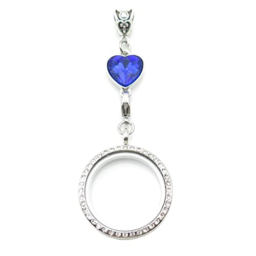 IDLAN Wedding Bouquet Locket Charm Rhinestone Photo Charm Memorial Bride Pendant Memorial Photo Keepsake Something blue - style: Round-F-Locket