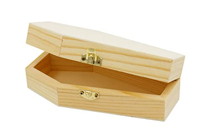 Creative Hobbies Small 6" Unfinished Wood Funeral Coffins - 6 x 3 x 1.75 Inch Size, Fillable For Halloween Parties, Goth and Decoration | 2 Pack - size: 6" - 2 Pack