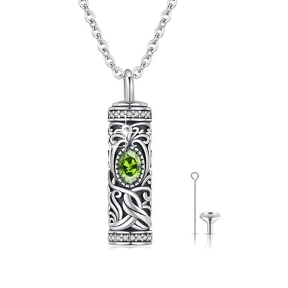Urn Necklace for Ashes Cremation Jewelry 925 Sterling Silver Ashes Pendant Necklace Memorial Jewelry Gifts for Women Men Girls Boys - style: Tree of life-H-Aug-Oliva